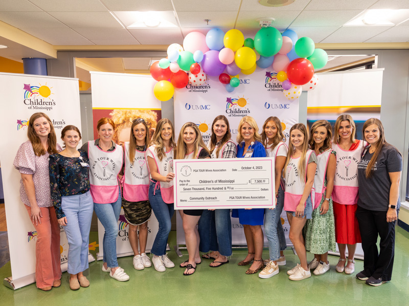 The PGA TOUR Wives Association donated $7,500 to Children's of Mississippi during their visit to the children's hospital. Jay Ferchaud/ UMMC Photography